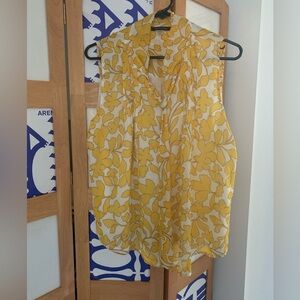 Floral Yellow Sleeveless Blouse